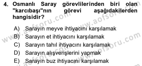Türk Mutfak Kültürü Dersi 2023 - 2024 Yılı (Final) Dönem Sonu Sınav Soruları 4. Soru