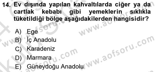 Türk Mutfak Kültürü Dersi 2023 - 2024 Yılı Yaz Okulu Sınav Soruları 14. Soru