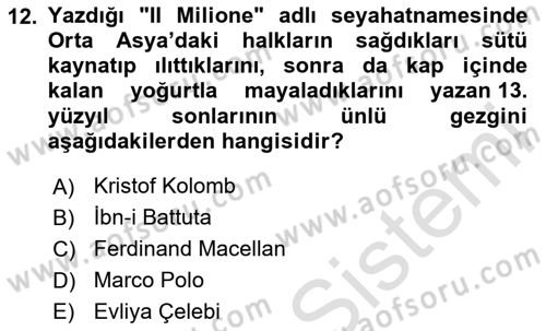 Türk Mutfak Kültürü Dersi 2024 - 2025 Yılı (Final) Dönem Sonu Sınav Soruları 12. Soru
