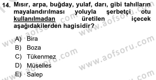 Türk Mutfak Kültürü Dersi 2024 - 2025 Yılı (Final) Dönem Sonu Sınav Soruları 14. Soru