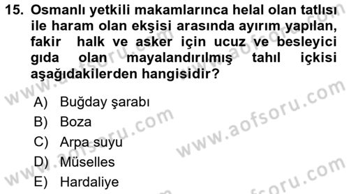 Türk Mutfak Kültürü Dersi 2024 - 2025 Yılı Yaz Okulu Sınav Soruları 15. Soru