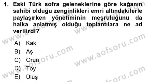 Türk Mutfak Kültürü Dersi 2025 - 2026 Yılı (Final) Dönem Sonu Sınav Soruları 1. Soru