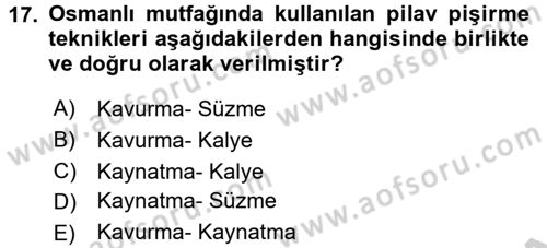 Osmanlı Mutfağı Dersi 2016 - 2017 Yılı (Vize) Ara Sınav Soruları 17. Soru