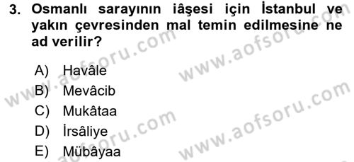 Osmanlı Mutfağı Dersi 2016 - 2017 Yılı (Vize) Ara Sınav Soruları 3. Soru