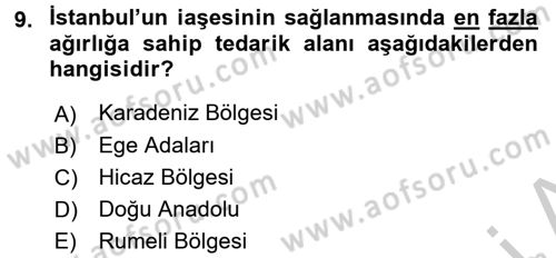 Osmanlı Mutfağı Dersi 2016 - 2017 Yılı (Vize) Ara Sınav Soruları 9. Soru