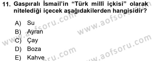 Osmanlı Mutfağı Dersi 2016 - 2017 Yılı (Final) Dönem Sonu Sınav Soruları 11. Soru