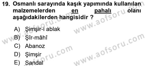 Osmanlı Mutfağı Dersi 2017 - 2018 Yılı 3 Ders Sınav Soruları 19. Soru