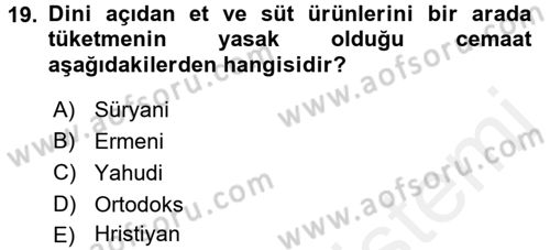 Osmanlı Mutfağı Dersi 2017 - 2018 Yılı (Vize) Ara Sınav Soruları 19. Soru
