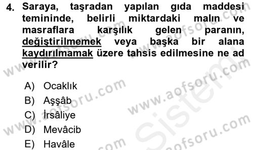 Osmanlı Mutfağı Dersi 2017 - 2018 Yılı (Vize) Ara Sınav Soruları 4. Soru