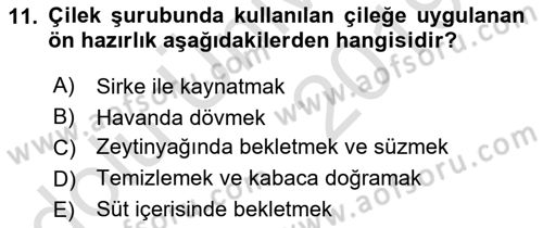 Osmanlı Mutfağı Dersi 2018 - 2019 Yılı 3 Ders Sınav Soruları 11. Soru