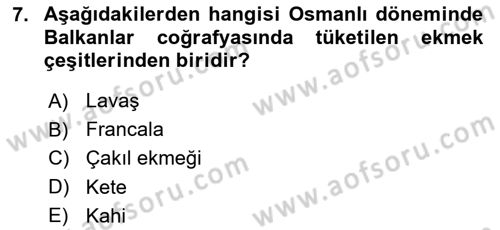 Osmanlı Mutfağı Dersi 2018 - 2019 Yılı 3 Ders Sınav Soruları 7. Soru
