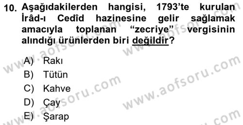 Osmanlı Mutfağı Dersi 2018 - 2019 Yılı (Final) Dönem Sonu Sınav Soruları 10. Soru