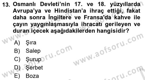 Osmanlı Mutfağı Dersi 2020 - 2021 Yılı Yaz Okulu Sınav Soruları 13. Soru