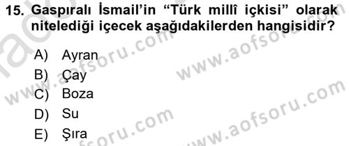 Osmanlı Mutfağı Dersi 2020 - 2021 Yılı Yaz Okulu Sınav Soruları 15. Soru