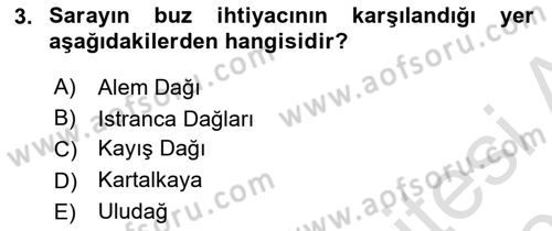 Osmanlı Mutfağı Dersi 2020 - 2021 Yılı Yaz Okulu Sınav Soruları 3. Soru