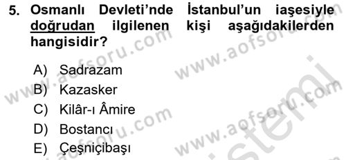 Osmanlı Mutfağı Dersi 2021 - 2022 Yılı (Vize) Ara Sınav Soruları 5. Soru