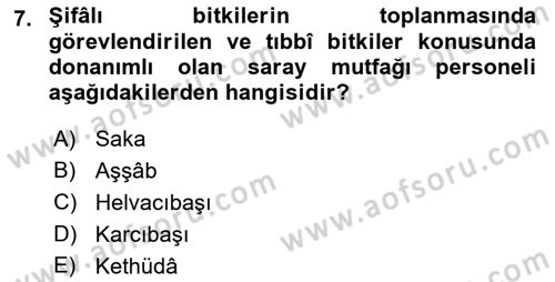 Osmanlı Mutfağı Dersi 2021 - 2022 Yılı (Vize) Ara Sınav Soruları 7. Soru