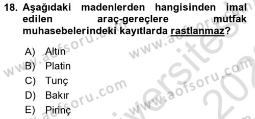 Osmanlı Mutfağı Dersi 2021 - 2022 Yılı Yaz Okulu Sınav Soruları 18. Soru