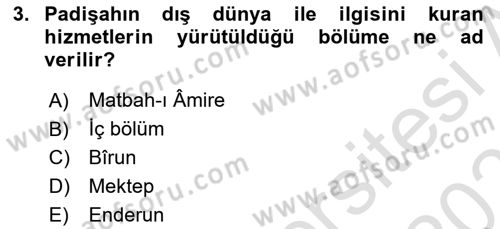 Osmanlı Mutfağı Dersi 2022 - 2023 Yılı Yaz Okulu Sınav Soruları 3. Soru
