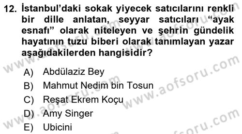 Osmanlı Mutfağı Dersi 2023 - 2024 Yılı (Vize) Ara Sınav Soruları 12. Soru