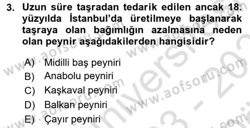 Osmanlı Mutfağı Dersi 2023 - 2024 Yılı (Vize) Ara Sınav Soruları 3. Soru