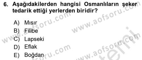 Osmanlı Mutfağı Dersi 2023 - 2024 Yılı (Vize) Ara Sınav Soruları 6. Soru