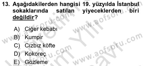 Osmanlı Mutfağı Dersi 2024 - 2025 Yılı (Vize) Ara Sınav Soruları 13. Soru