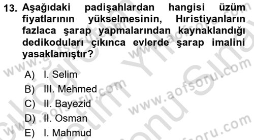 Osmanlı Mutfağı Dersi 2024 - 2025 Yılı (Final) Dönem Sonu Sınav Soruları 13. Soru