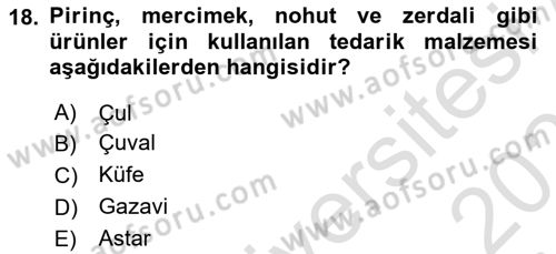 Osmanlı Mutfağı Dersi 2024 - 2025 Yılı (Final) Dönem Sonu Sınav Soruları 18. Soru