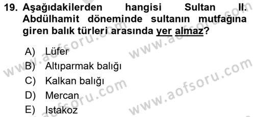Osmanlı Mutfağı Dersi 2024 - 2025 Yılı (Final) Dönem Sonu Sınav Soruları 19. Soru