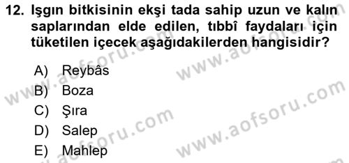 Osmanlı Mutfağı Dersi 2024 - 2025 Yılı Yaz Okulu Sınav Soruları 12. Soru