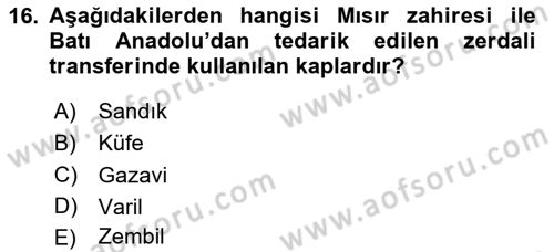 Osmanlı Mutfağı Dersi 2024 - 2025 Yılı Yaz Okulu Sınav Soruları 16. Soru