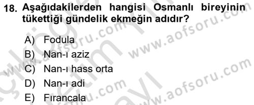 Osmanlı Mutfağı Dersi 2024 - 2025 Yılı Yaz Okulu Sınav Soruları 18. Soru