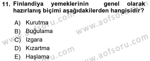 Dünya Mutfakları 1 Dersi 2016 - 2017 Yılı 3 Ders Sınav Soruları 11. Soru