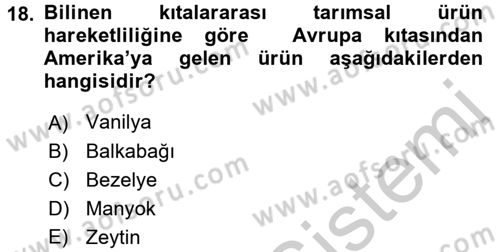 Dünya Mutfakları 1 Dersi 2016 - 2017 Yılı 3 Ders Sınav Soruları 18. Soru