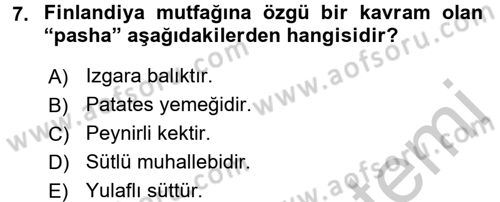 Dünya Mutfakları 1 Dersi 2016 - 2017 Yılı 3 Ders Sınav Soruları 7. Soru