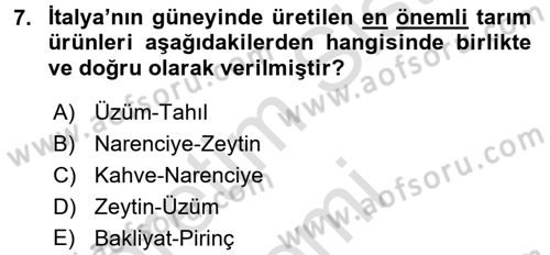 Dünya Mutfakları 1 Dersi 2016 - 2017 Yılı (Vize) Ara Sınav Soruları 7. Soru