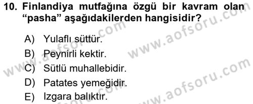 Dünya Mutfakları 1 Dersi 2016 - 2017 Yılı (Final) Dönem Sonu Sınav Soruları 10. Soru
