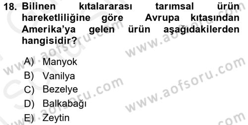 Dünya Mutfakları 1 Dersi 2016 - 2017 Yılı (Final) Dönem Sonu Sınav Soruları 18. Soru