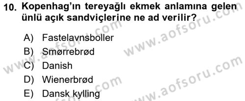 Dünya Mutfakları 1 Dersi 2017 - 2018 Yılı (Final) Dönem Sonu Sınav Soruları 10. Soru