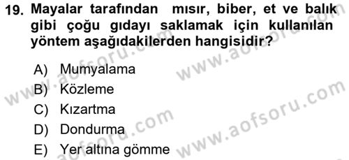 Dünya Mutfakları 1 Dersi 2017 - 2018 Yılı (Final) Dönem Sonu Sınav Soruları 19. Soru