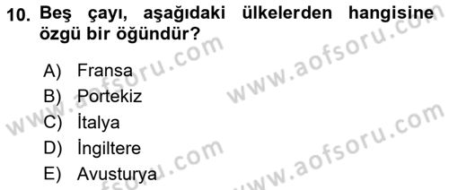 Dünya Mutfakları 1 Dersi 2020 - 2021 Yılı Yaz Okulu Sınav Soruları 10. Soru