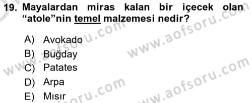 Dünya Mutfakları 1 Dersi 2021 - 2022 Yılı Yaz Okulu Sınav Soruları 19. Soru