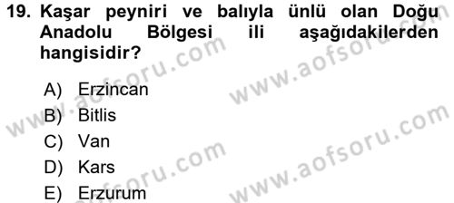 Yöresel Mutfaklar Dersi 2016 - 2017 Yılı (Vize) Ara Sınav Soruları 19. Soru