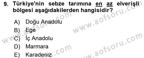 Yöresel Mutfaklar Dersi 2017 - 2018 Yılı (Vize) Ara Sınav Soruları 9. Soru
