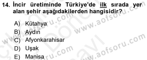 Yöresel Mutfaklar Dersi 2017 - 2018 Yılı (Final) Dönem Sonu Sınav Soruları 14. Soru