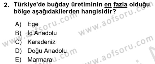 Yöresel Mutfaklar Dersi 2018 - 2019 Yılı 3 Ders Sınavı 2. Soru