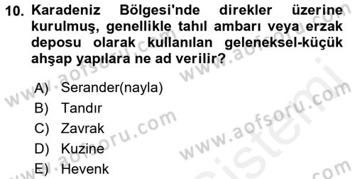 Yöresel Mutfaklar Dersi 2018 - 2019 Yılı (Final) Dönem Sonu Sınavı 10. Soru