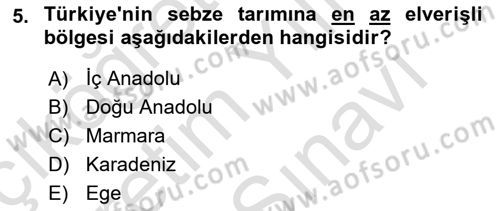 Yöresel Mutfaklar Dersi 2021 - 2022 Yılı (Vize) Ara Sınav Soruları 5. Soru