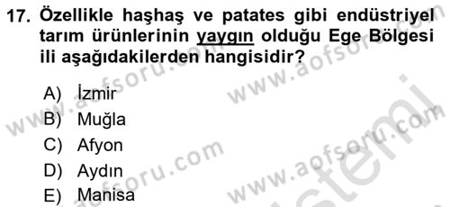 Yöresel Mutfaklar Dersi 2021 - 2022 Yılı (Final) Dönem Sonu Sınav Soruları 17. Soru